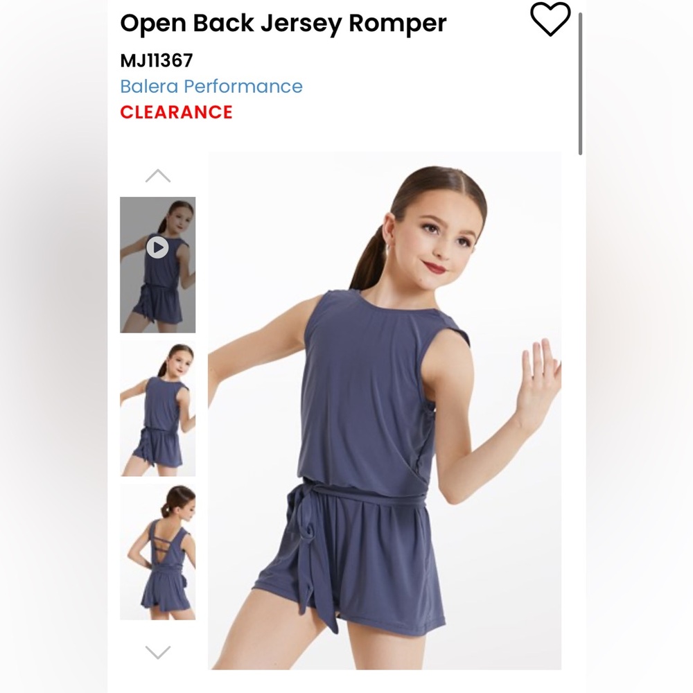 Balera blue open back jersey romper dance costume - adult small